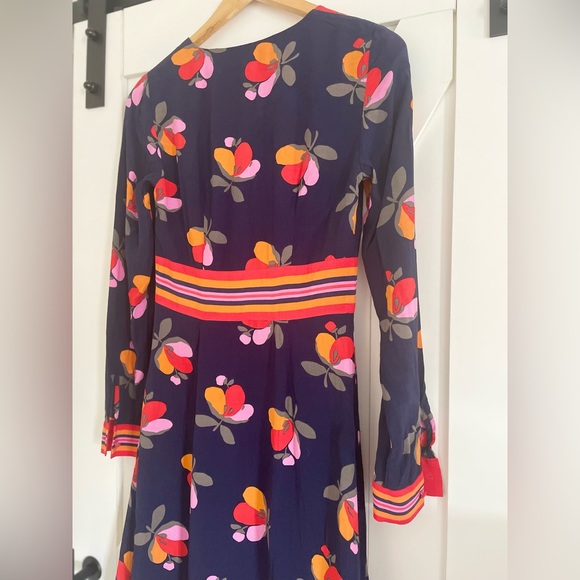 Boden Long Sleeve Knee Length Daisy Dress Navy Bloom - Picture 6 of 7